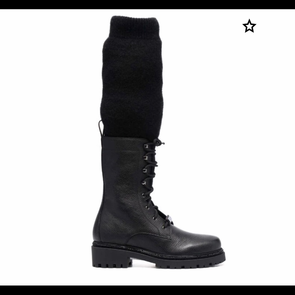 Woman’s Rene caovilla combat boots black crystal rhinestones Size 10/40